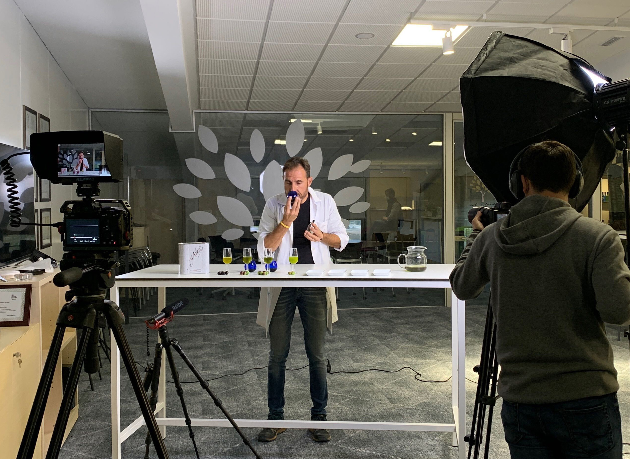 Miguel Abad smelling olive oils
