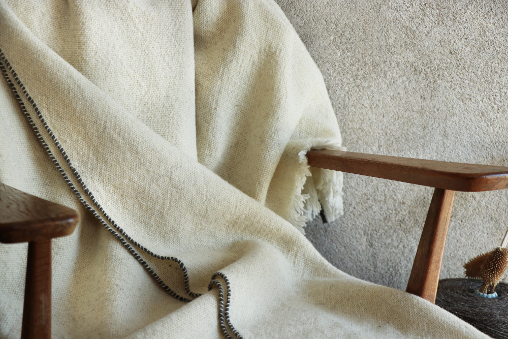 A throw made of sheep's wool