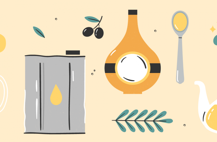 Illustration de différentes bouteilles d'huile d'olive extra vierge