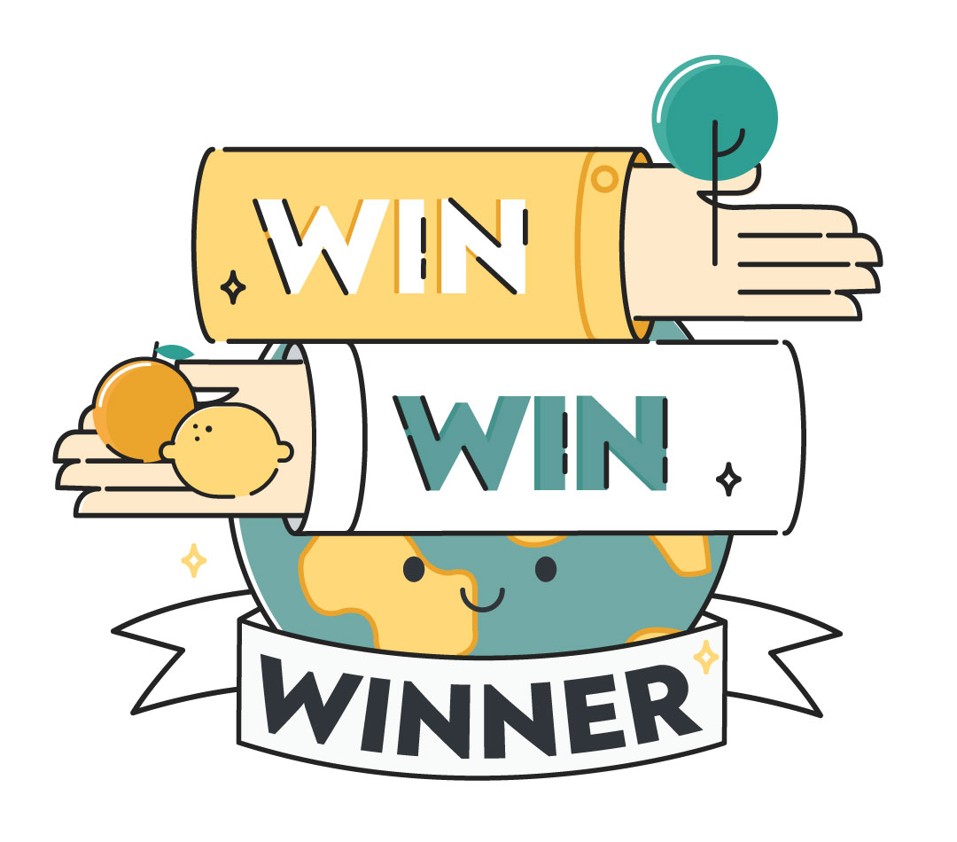 Die Veranschaulichung des Win-Win-Winner-Konzeptes von CrowdFarming